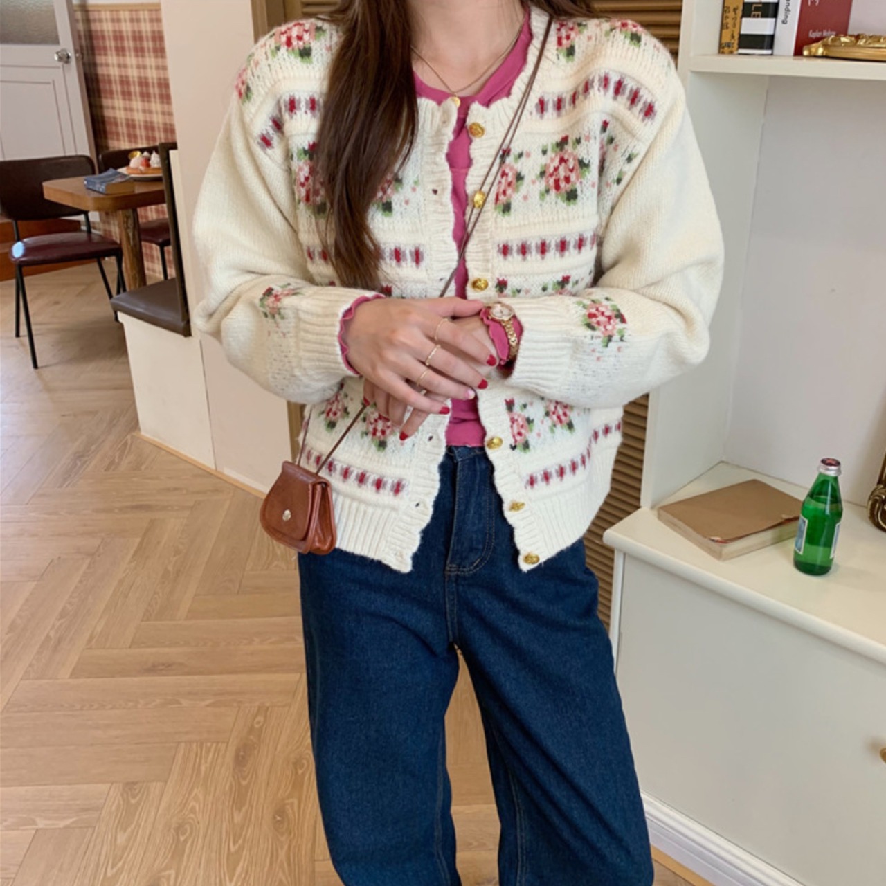 ジャガードヴィンテージローズカーディガン HF232