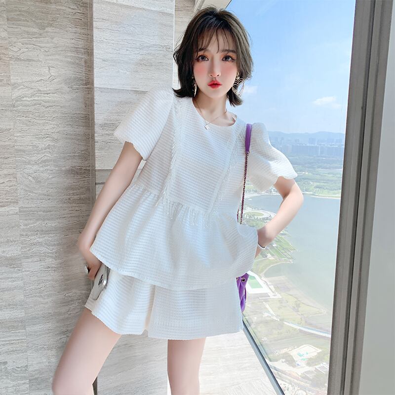 格子柄スリーブトップス ショーツ サマー 夏物 ブルマー MIUCO77100369706