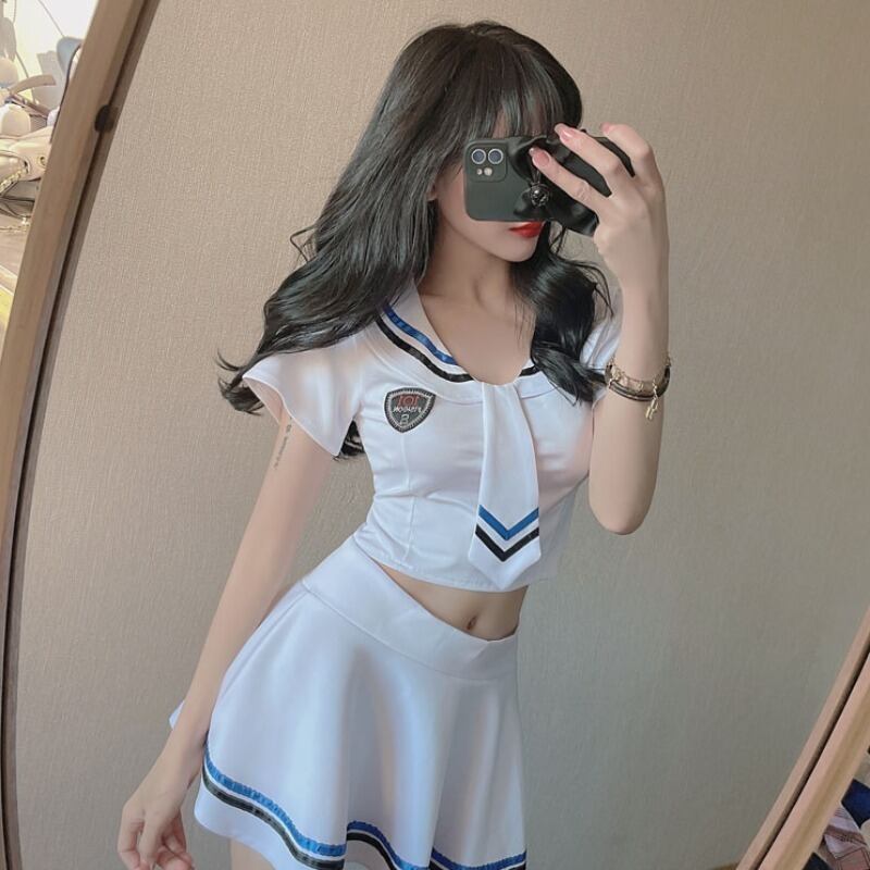 半袖スリーブスリムトップス プリーツスカート レディース ショート ハーフスリーブ ハンチェンe30815887149