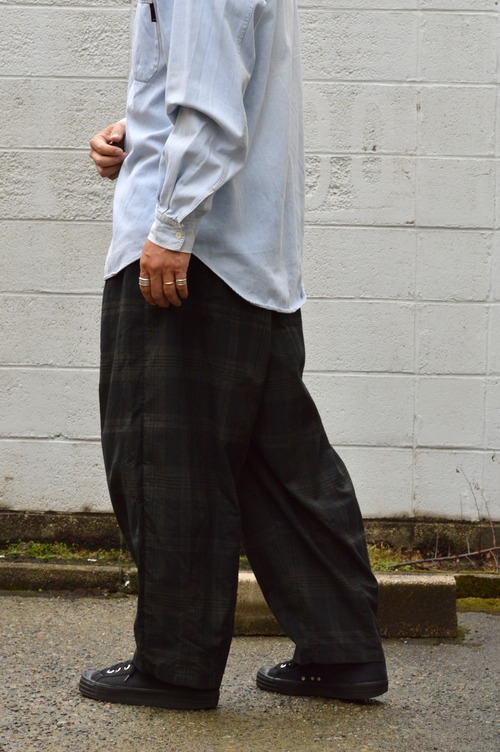 Pub Madras Check Easy Wide Pants Dyed Sumi Made in Japan Wide Fit Unisex Item ピューブ 墨汁染め ワイドパンツ