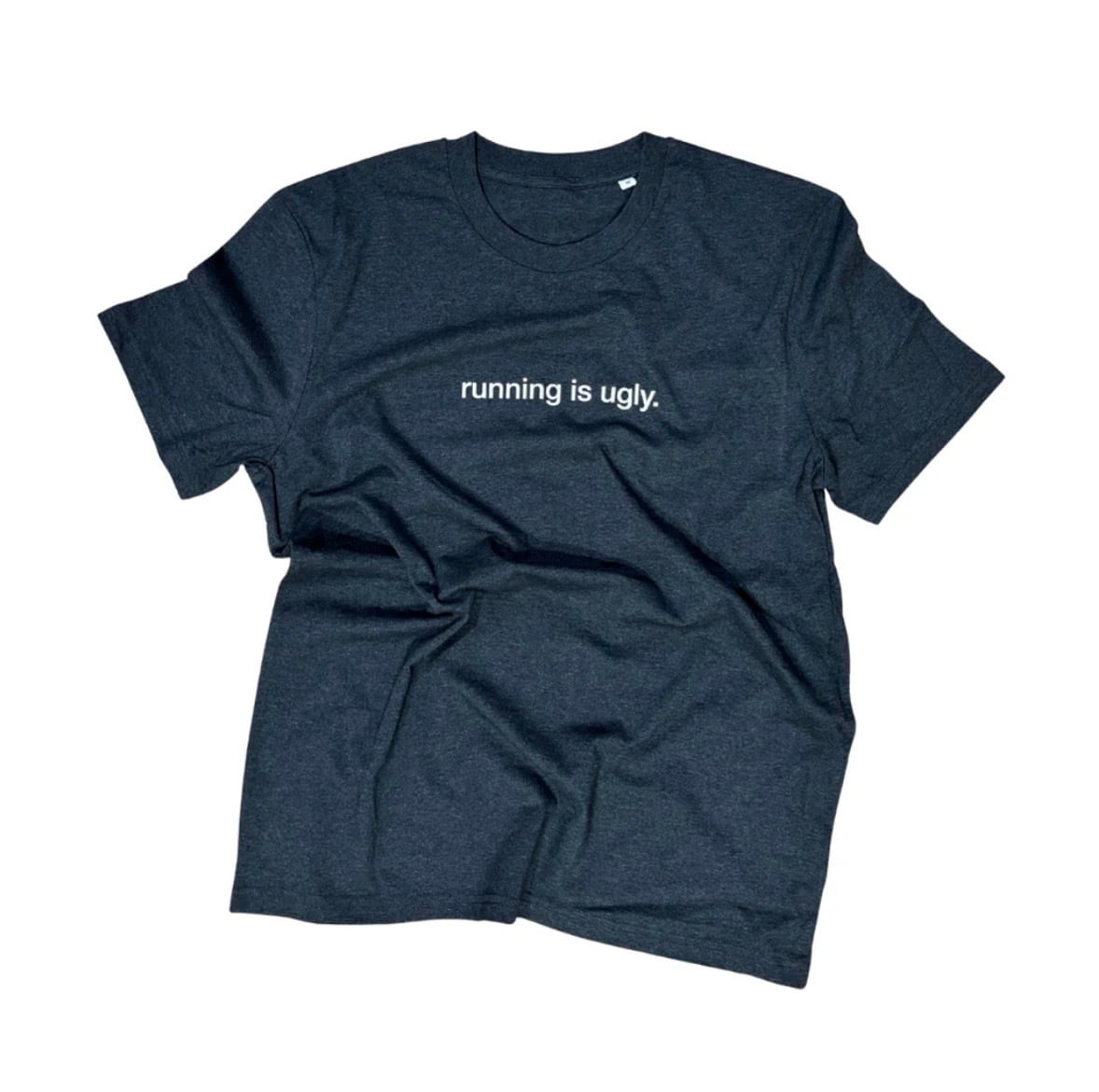 4T2 "running is ugly." tee col.charcoal.