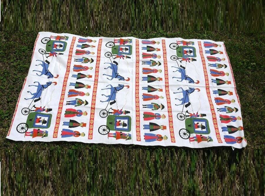 ヴィンテージ生地 カットクロス ドイツ 民族衣装 馬車 タペストリー