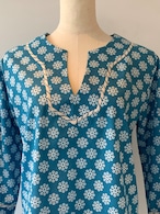 【着るストレスゼロ】ワンピース チュニック インド綿 ブロックプリント 可愛い 春夏ファッション