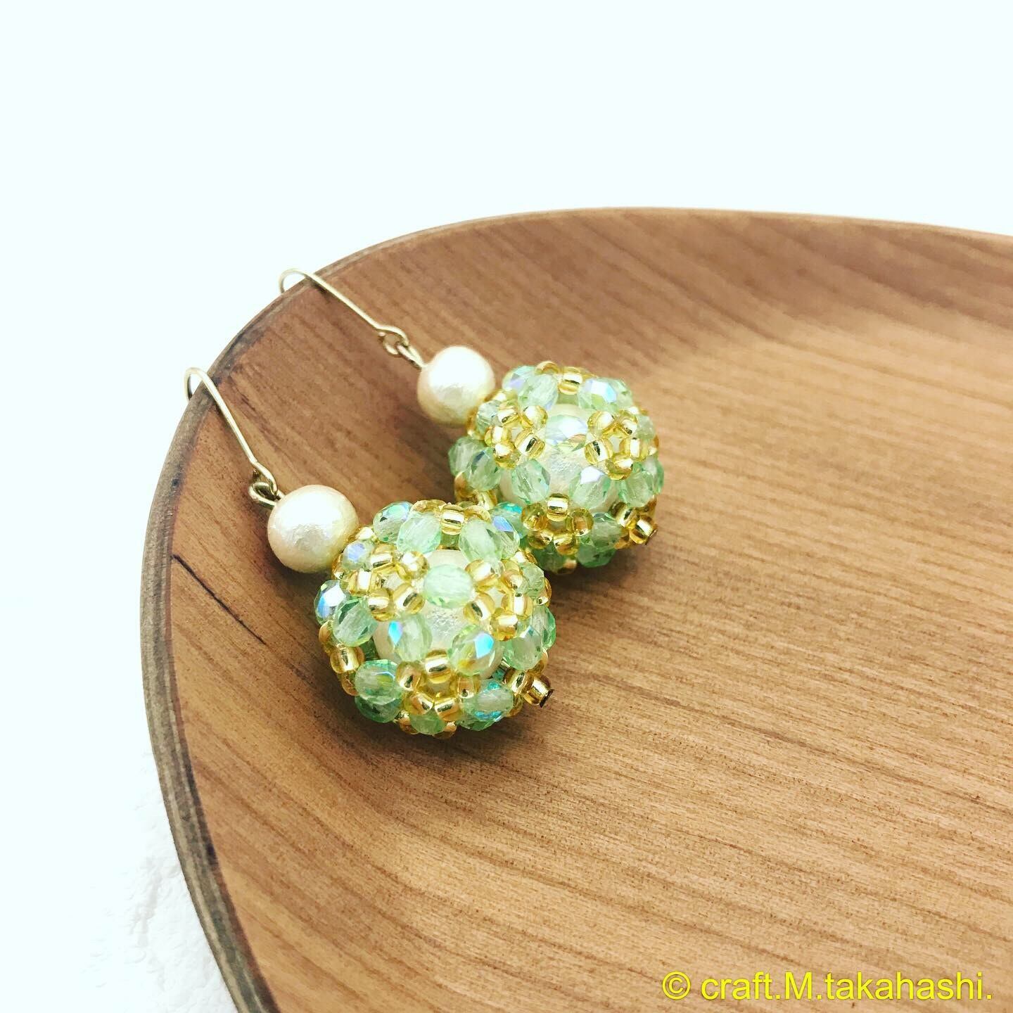 0038:スワロフスキーとコットンパールのピアス