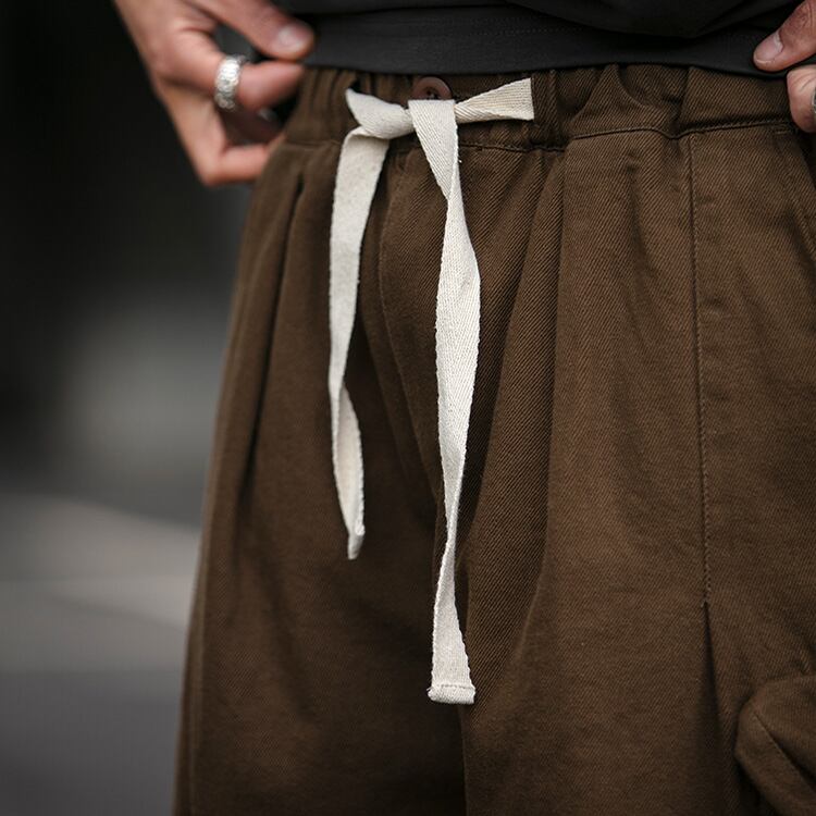 ★CASUAL DRAWSTRING POCKET FIVE-POINT PANTS　　　A0590