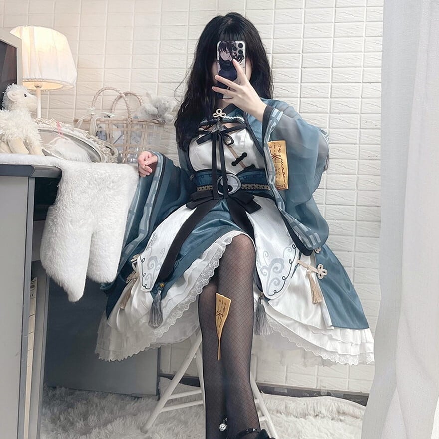 中華ロリータ|陰陽モチーフ広袖セットアップ(青灰/紫)撮影会・お茶会対応|SEASONZ