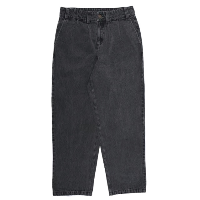 THEORIES / BELVEDERE PLEATED DENIM TROUSERS PANTS / WAHSED BLACK