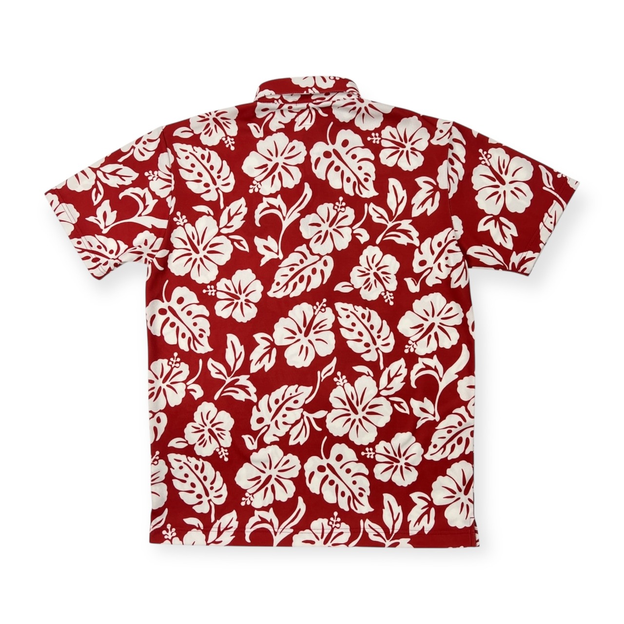 CAPTAIN SANTA キャプテンサンタ GOLF CLUB ハイビスカス 総柄 BD 半袖 メッシュ ポロシャツ サイズ XL /レッド×ホワイト/メンズ/ゴルフ/日本製