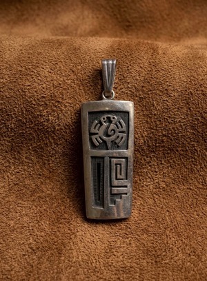 [HOPI】 Turtle Overlay Sterling SilverPendant Top/  Lucion Koinva