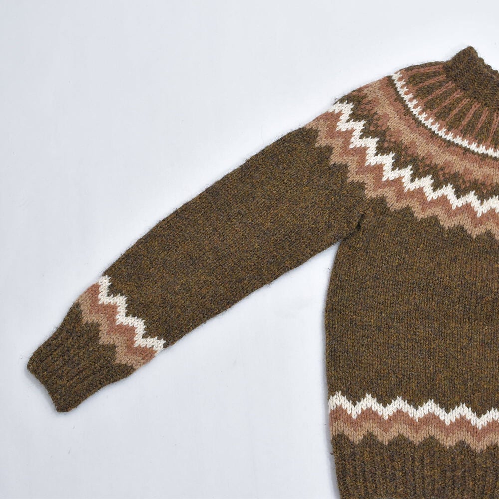 ブラウン 花柄 ヴィンテージニット ノルディックニット ブラウン FS19