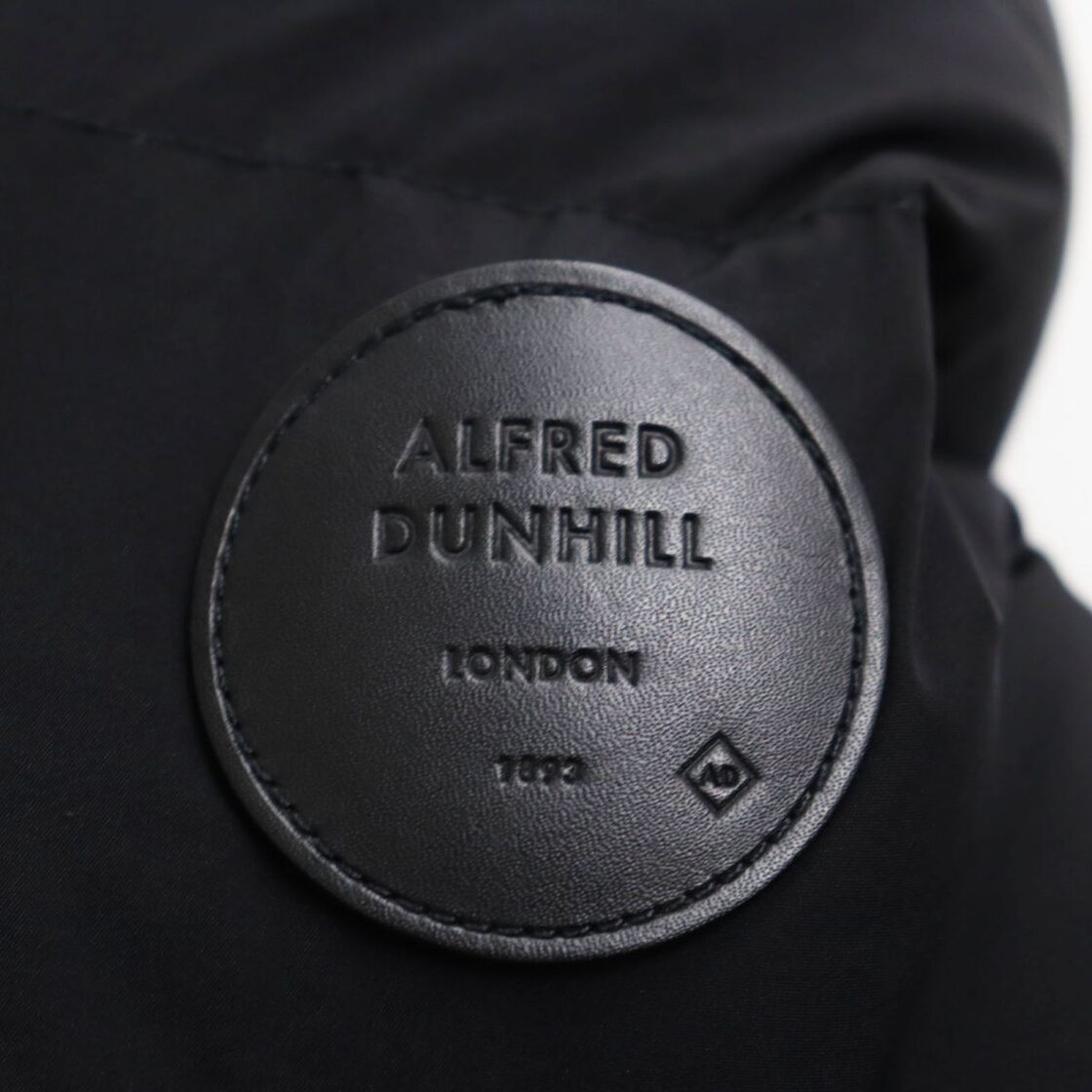 美品○dunhill ダンヒル レザーロゴパッチ付きフーデッドダウン 