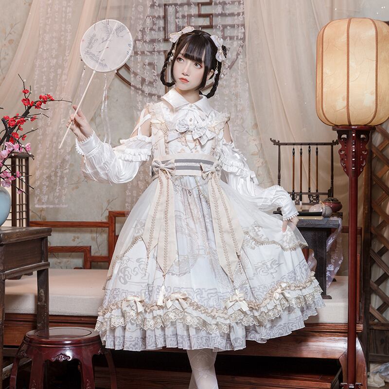 ロリータ JSK ジャンパースカート レトロ ロリータ 華ロリ チャイナ服