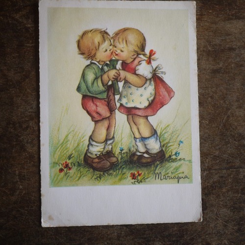 Kissing children　マリア・ピア絵葉書　西ドイツ