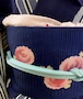 〈青に菊模様の名古屋帯〉﻿絽綴れ　織り出し　夏帯　送料無料