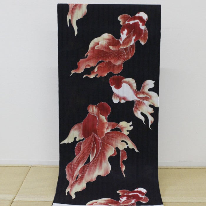 金魚 綿絽 浴衣反物 洗い張り品 （金魚 綿絽 浴衣反物 洗い張り品 