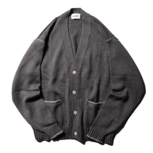 encode HAND-STITCHED KNIT CARDIGAN / Medium gray