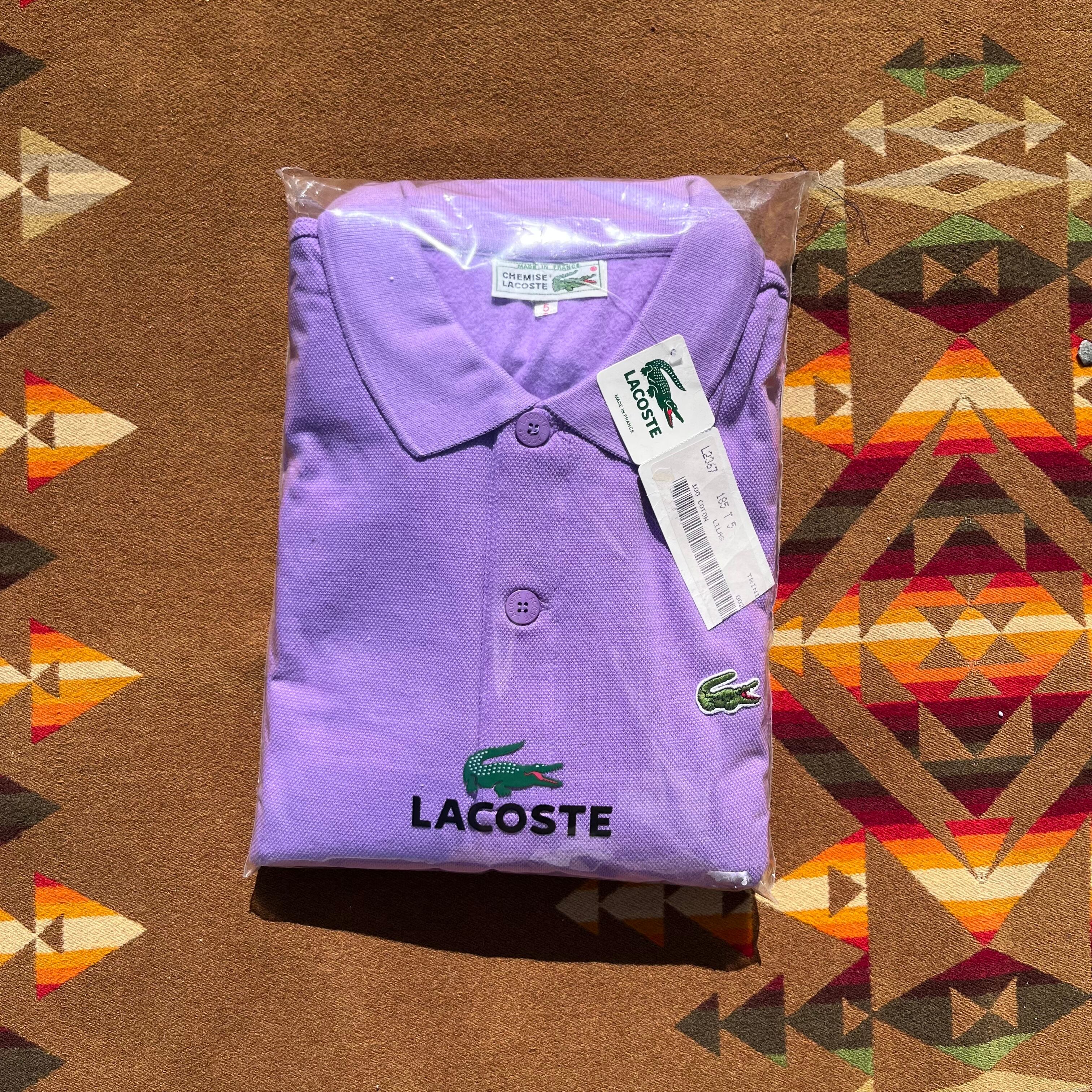 1980's "Chemise Lacoste" Long sleeve Polo shirt Made in France/5/Lilas