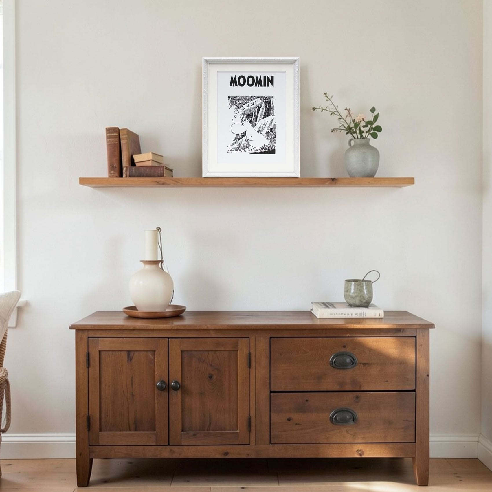 ムーミン 北欧 Postery 「海上の銃撃」送料無料 フレーム 展示用フック付アートポスター 絵画 インテリア アート