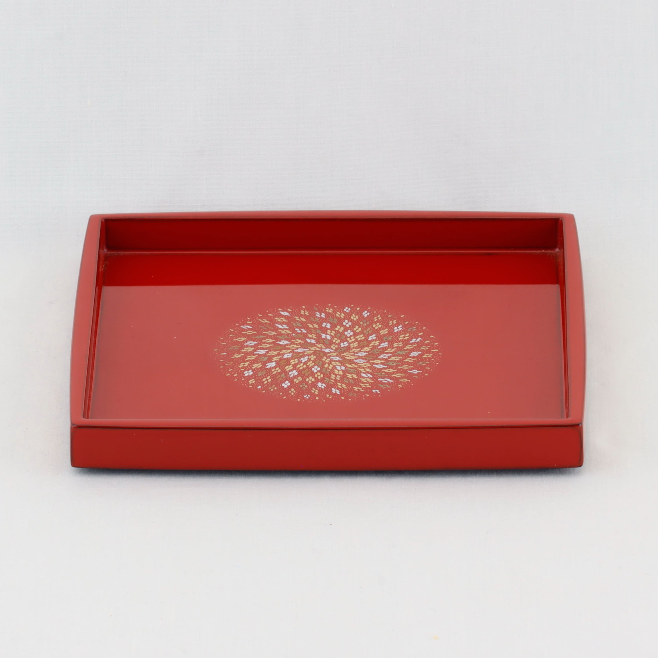 1509 輪島塗 銘々皿／隅立胴張形形／朱塗／小華沈金／五枚組 | 輪島塗