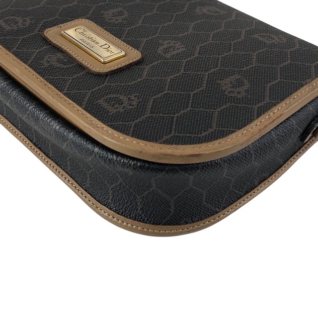 Christian Dior クリスチャン ディオール ハニカム柄 ショルダーバッグ ブラック ロゴ PVCレザー ミニバッグ vintage ヴィンテージ オールド 6h24uc