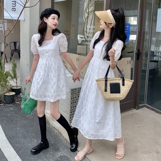 スリーブドレス サマー半袖スカート レディース ショート ハーフスリーブ 夏物 スクウェア YY-ファッション41435613569