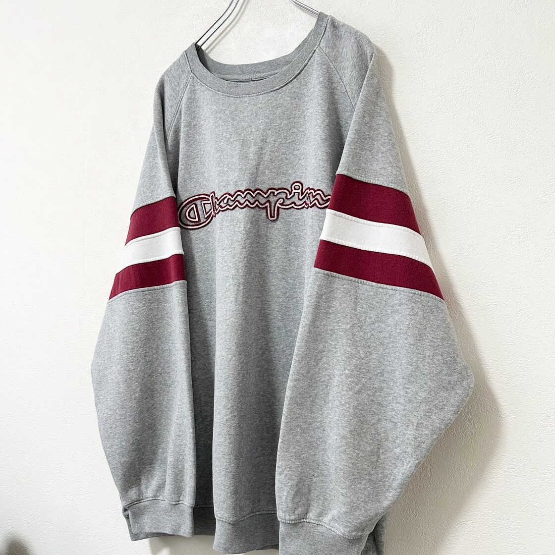 Champion/チャンピオン☆スウェット☆ラグラン☆グレー×ボルドー 