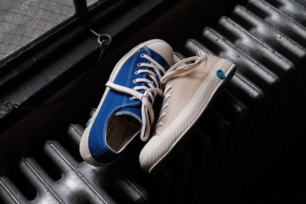 福岡久留米 SHOES LIKE POTTERY（シューズライクポタリー）ローカット / MOONSTAR  (ムーンスター ) 海外カラーブルー、ベージュ22,23,24,25,26,27,28,29cm スニーカー  ヴァルカナイズド製法 / 大阪 OSAKA