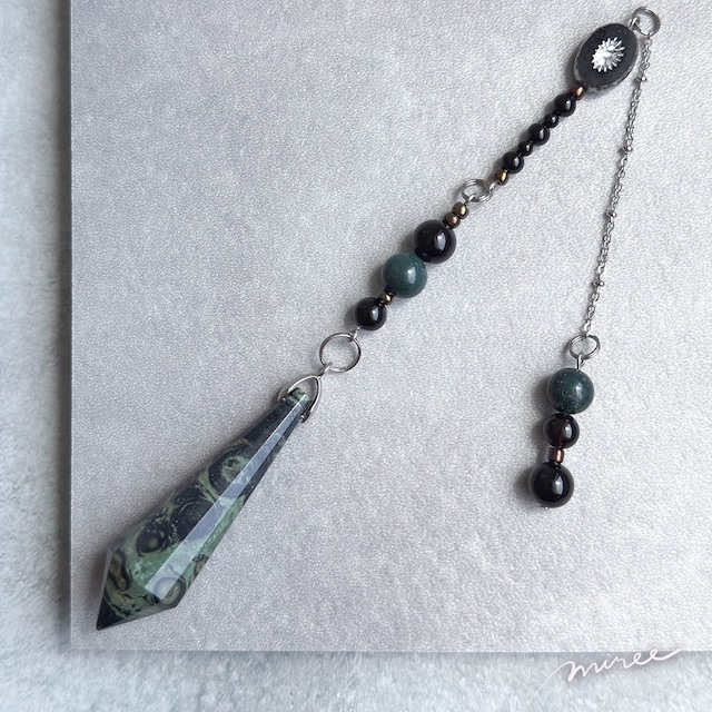 【カンババジャスパー×オニキス】自分軸を育てるペンデュラム　kambaba jasper pendulum