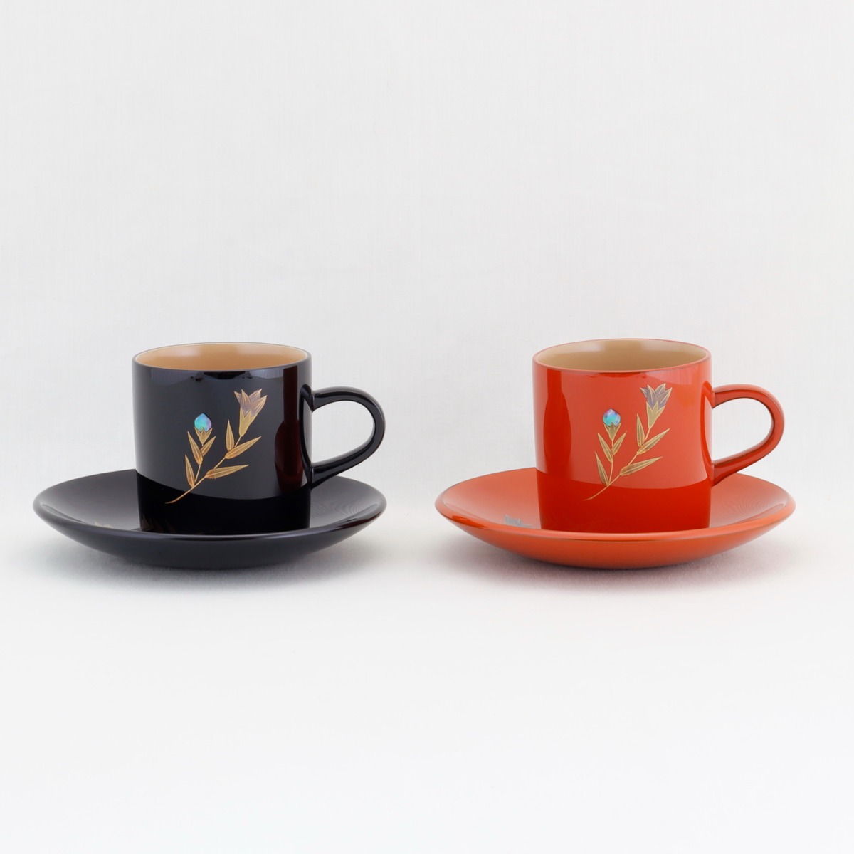 1102-1 輪島塗 ペア珈琲カップ／竜胆蒔絵 | 輪島塗 加藤漆器店 公式 