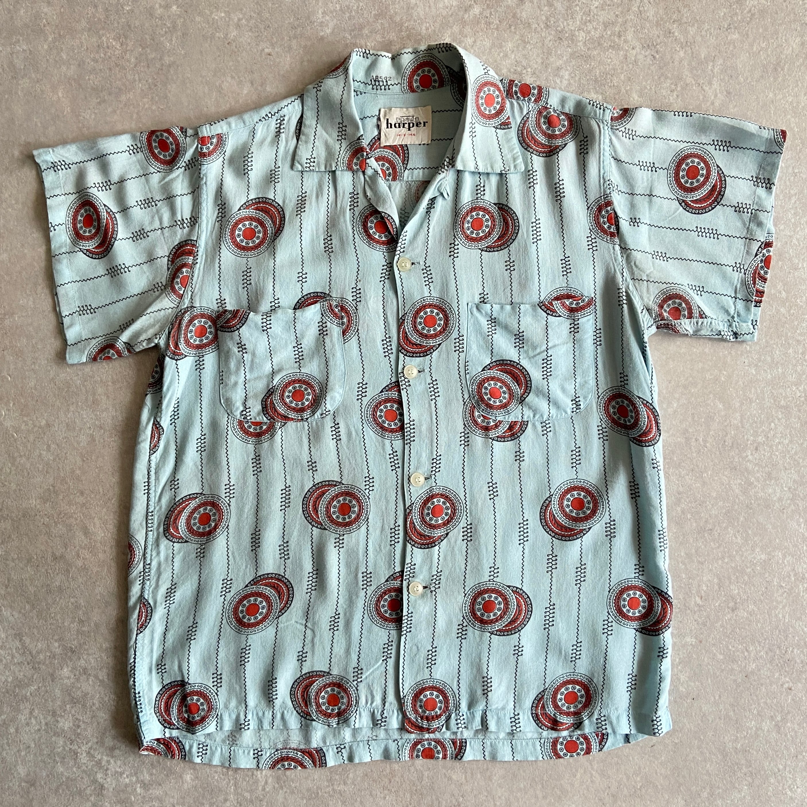 1950s harper Hawaiian Rayon Shirt S位