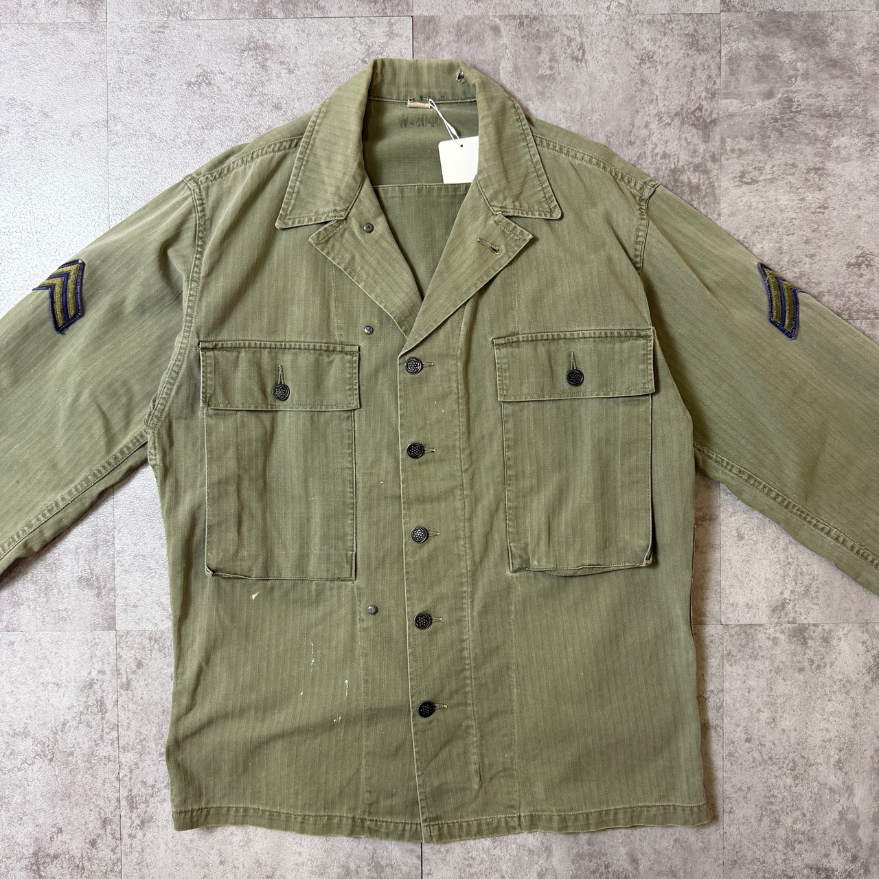 40's M-43 HBT Shirt Jacket US-ARMY 40年代 アメリカ軍 ヘリンボーン シャツ ジャケット ミリタリー ヴィンテージ ビンテージ  TT2026-0034 - 3