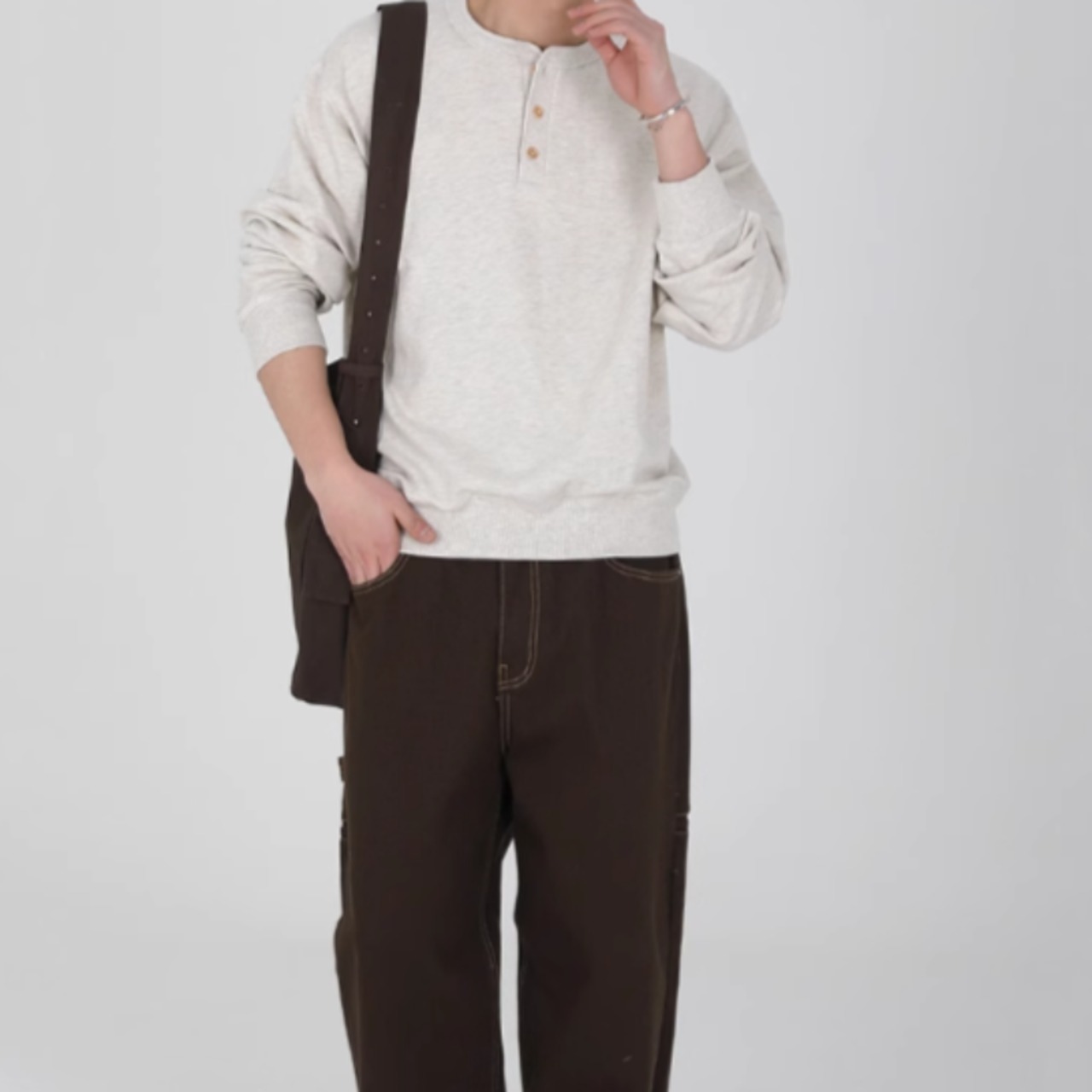 ヘンリーネックロングTシャツ　0825