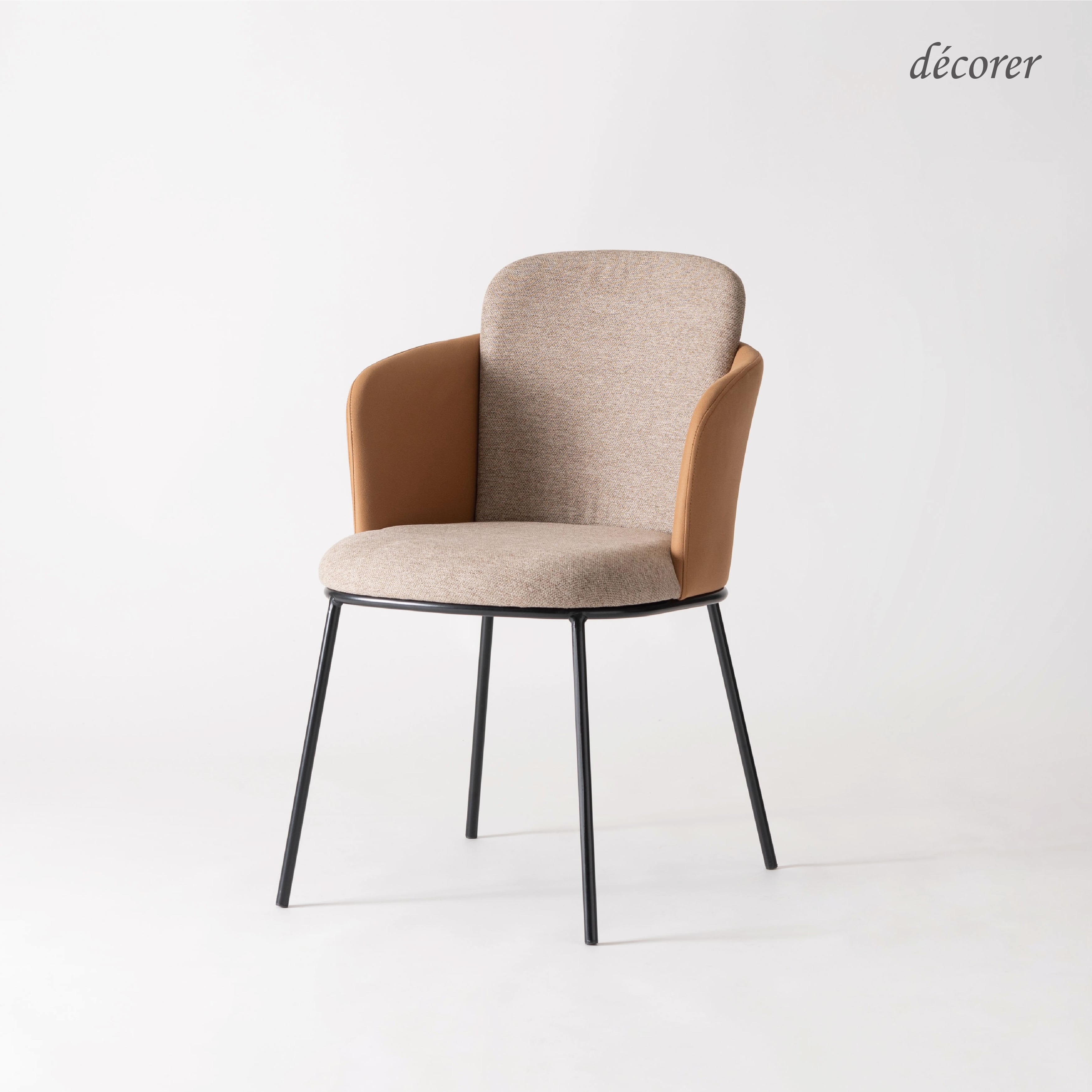 Two tone chair No.08 / ツートーンチェア 【1脚入 : 3色】 北欧 スタイル ファブリック 布 スチール ブラック おしゃれ クッション モダン 正規品 生地 ジャパンディ デスク オフィス ホワイト グレー キャメル 茶 白 黒 ブラウン チェア 椅子 人気 デスク リビング ダイニングチェア 【送料込み】
