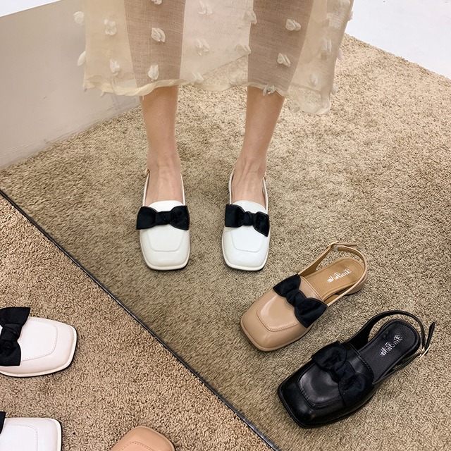 サンダルサマーリボンカラー 靴 シューズ 夏物 ピュア スクウェア フェイクシューズ57289564326