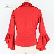 フラメンコ 衣装 エルモサイベリア HERMOSA IBERIA トップス ブラウス レッド系 赤 無地 フリル ボランテ ダンス パーティ 華やか 豪華 舞台 フリルトップス おしゃれ かわいい 衣装用 ダンスウェア ステージ衣装フリルブラウス フェミニン レディース イベント