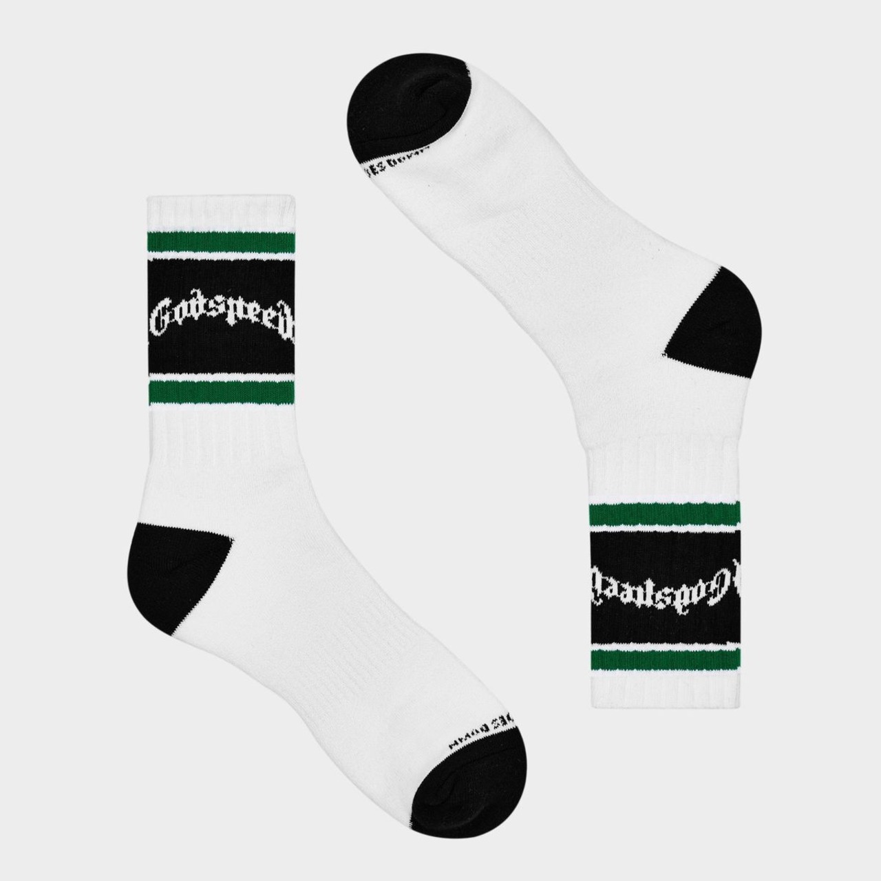 GOD SPEED / og logo striped sock white green