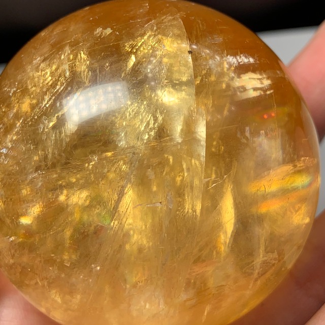 超透明♪イリデッセンス☆バイカラーカルサイトスフィア・台座付き