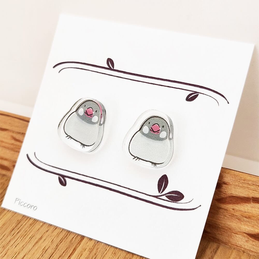 ピアス　桜文鳥（キャッチ式）