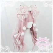 ♡【全4色】MAID 3way マシュマロリボンの夢色フリルレースリボンヘアクリップ winered ♡