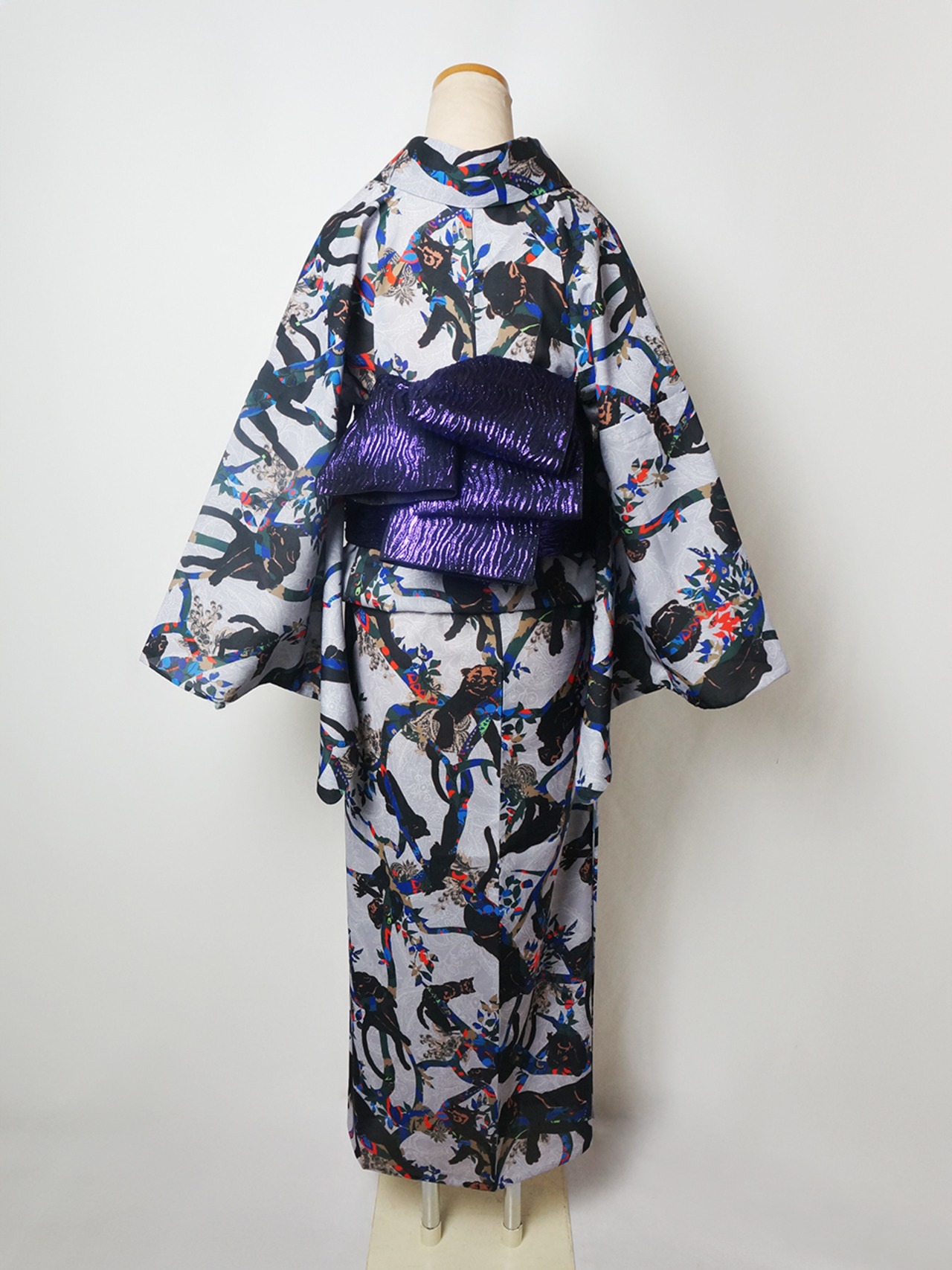 【受注商品】RumiRockセオαゆかた「樹上の動物」グレー　[A1698]