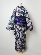 【受注商品】RumiRockセオαゆかた「樹上の動物」グレー　[A1698]