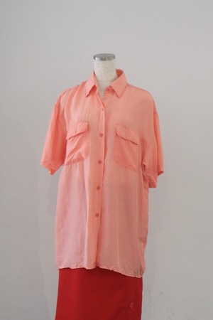 pale pink half sleeve silk shirt