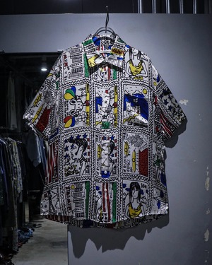 【add (C) vintage】"JC de CASTELBAJAC" Art Pattern Loose S/S Silk Shirt