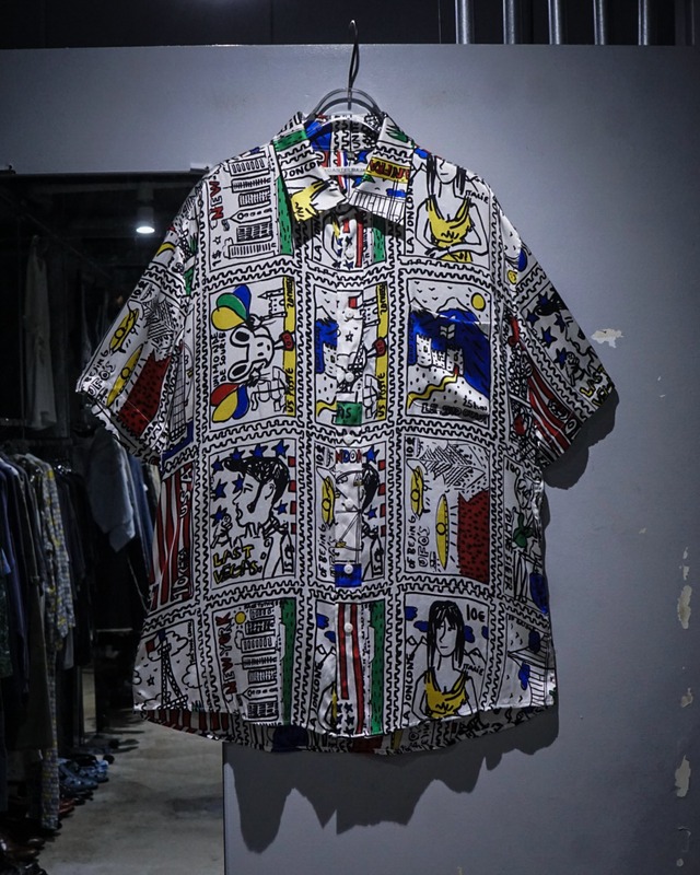 【add (C) vintage】"JC de CASTELBAJAC" Art Pattern Loose S/S Silk Shirt