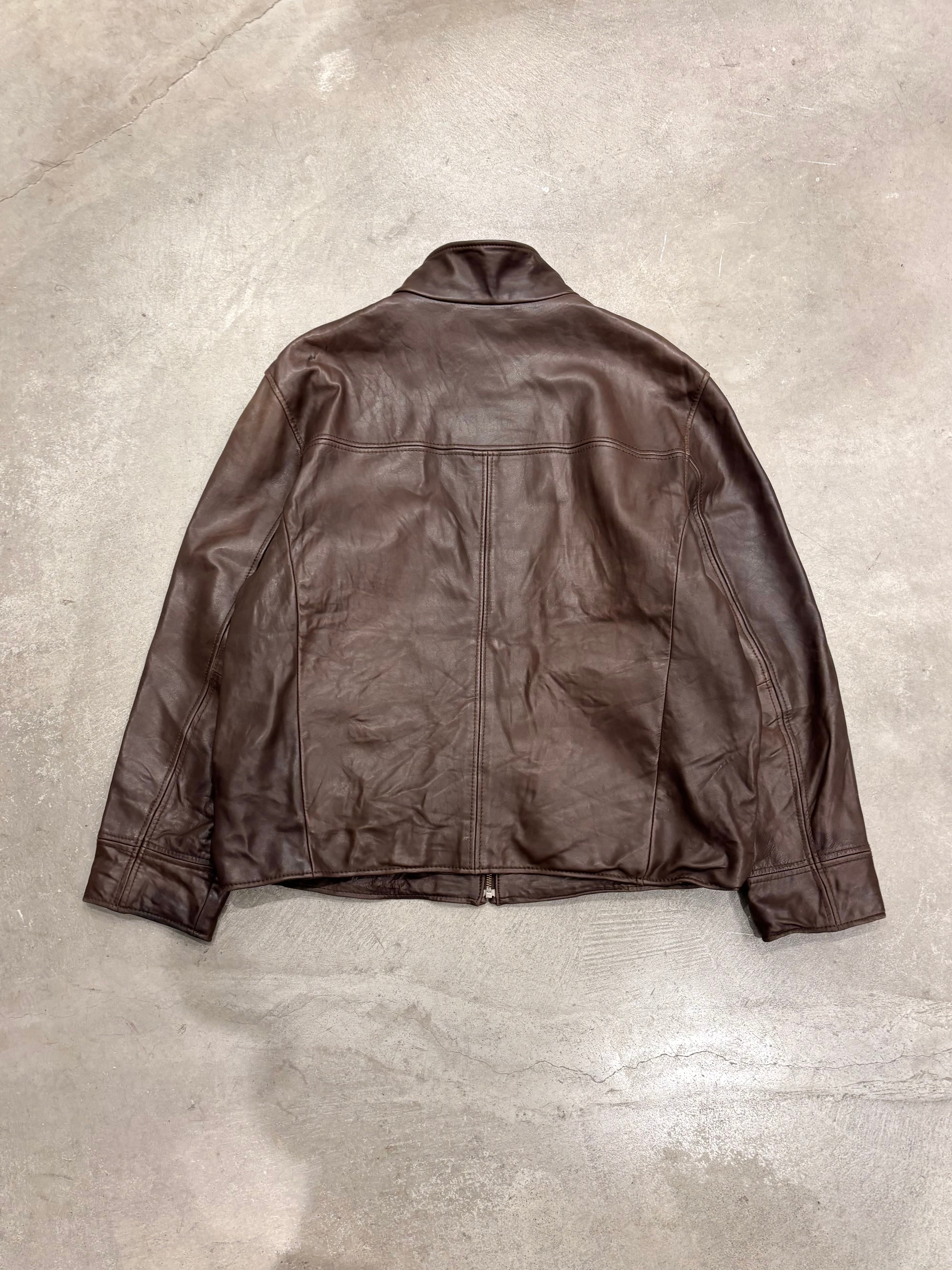 ROUNDTREE & YORKE” High Neck Leather Jacket | RENGA CLOTHING STORE