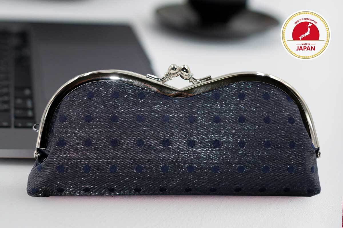 西陣織シルク×艶やかナイロン・がま口眼鏡ケース・メガネ入れ・老眼鏡