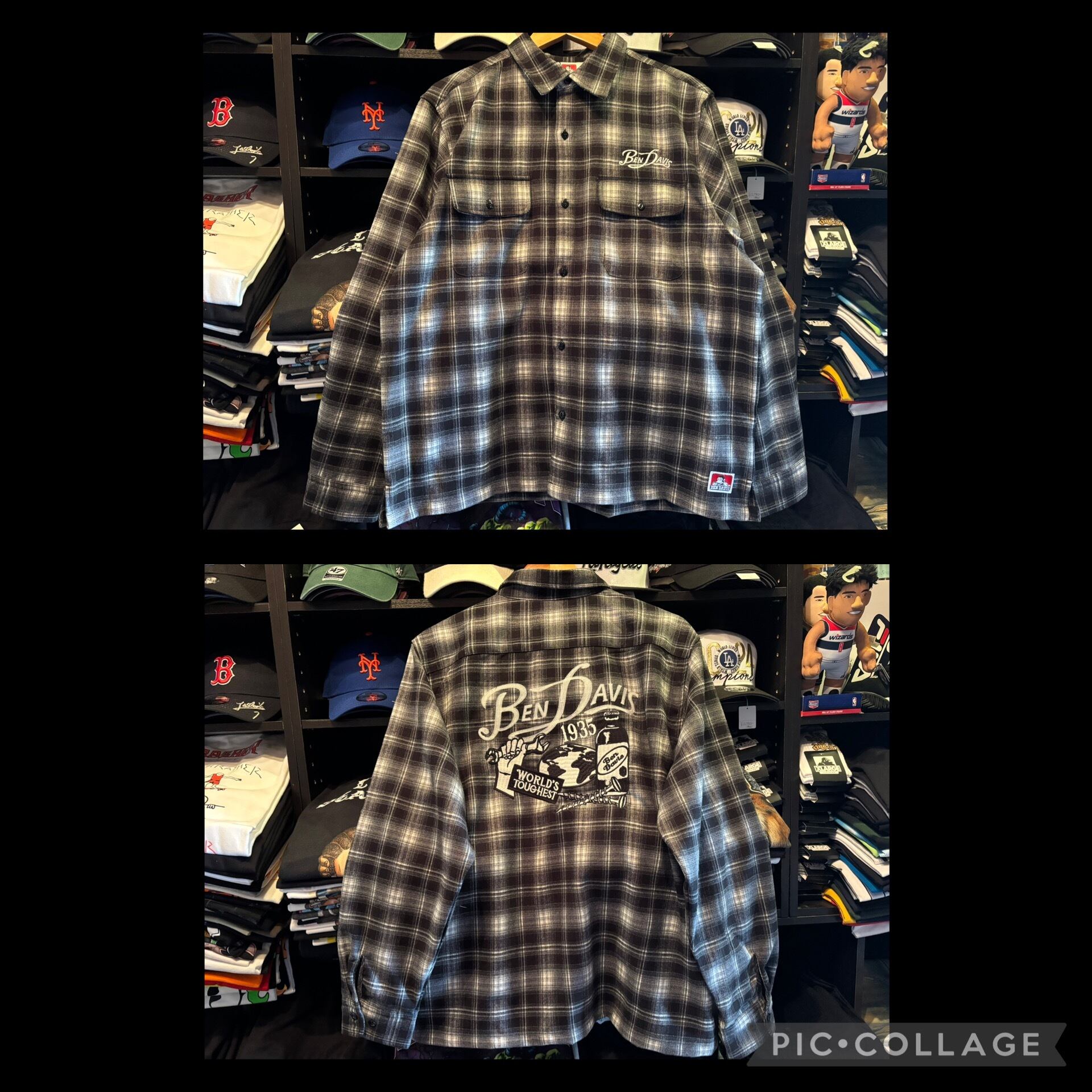 BEN DAVIS GARAGE ENB PLAID SHIRT BLACK ベンデイビス クラシカルロゴ