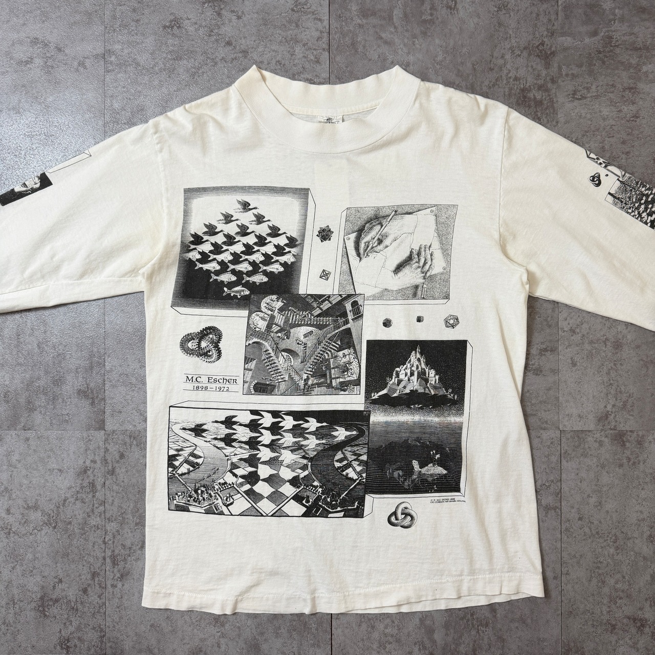 90's M.C.Escher "Multi" Printed Long-Sleeve T-Shirt USA ANDAZIA ART 90年代 エッシャー マルチプリント Tシャツ アメリカ ヴィンテージ ビンテージ だまし絵 アート TT2026-0002 - 3
