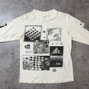 90's M.C.Escher "Multi" Printed Long-Sleeve T-Shirt USA ANDAZIA ART 90年代 エッシャー マルチプリント Tシャツ アメリカ ヴィンテージ ビンテージ だまし絵 アート TT2026-0002