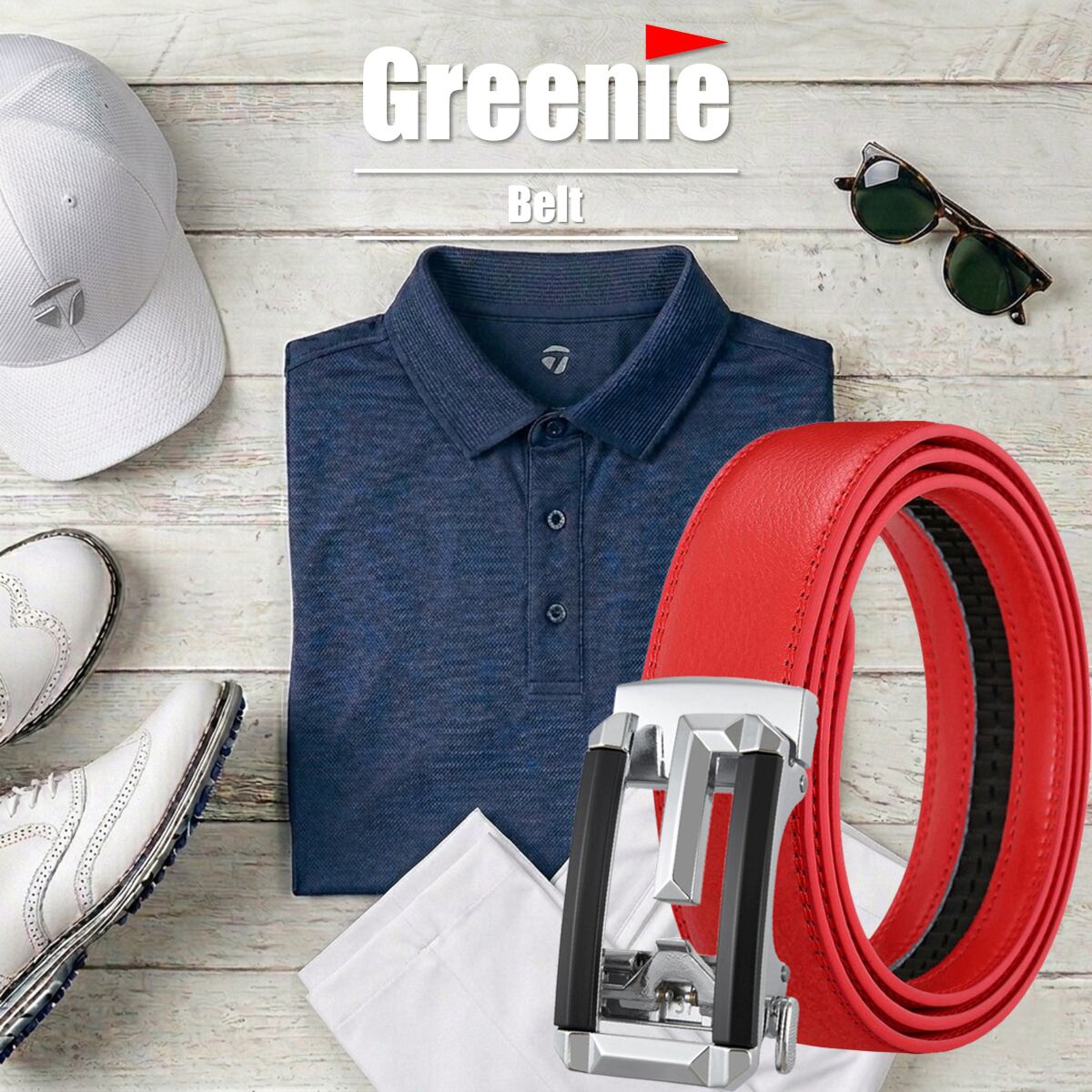 Greenie (グリーニー) ベルト ゴルフ Golf オートロック PUレザー
